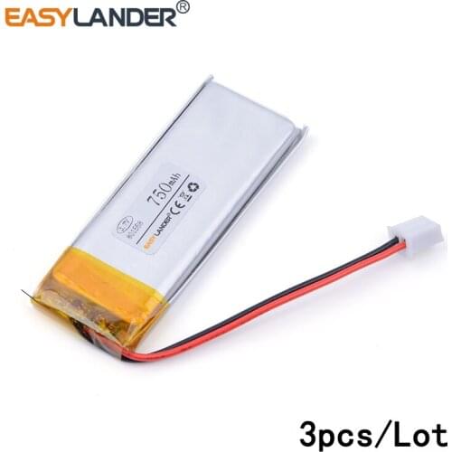 3pcs /Lot XH2.54 750mAh 801558 lithium Li ion polymer rechargeable battery point reading pen Bluetooth computer pack medical
