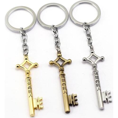 30 pcs Wholesale Anime Jewelry Cosplay Key Chains Attack On Titan Keychain Eren Yeager Shingeki No Kyojin Keyring Key Holder
