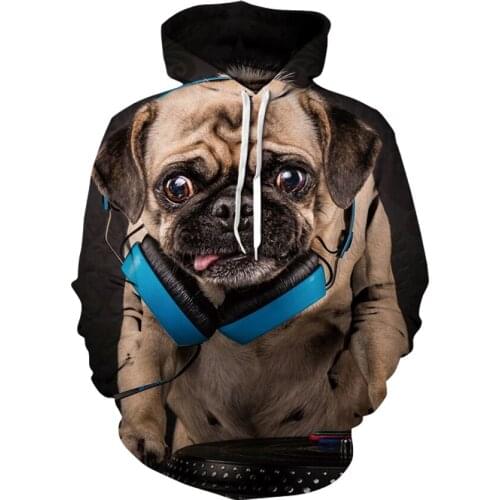 3D printed casual long sleeve hoodie fashion new design for men and women animal dog comfortable hoodies