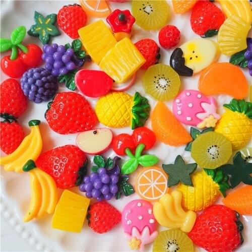 60 Pcs Resin Fruit Simulation Fruit Accessories Toy Ornaments DIY Materials Cream Glue Accessories Fairy Mini Garden Accessories