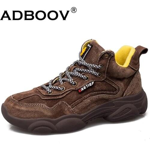 ADBOOV Genuine Leather Winter Sneakers Women Cross-tie Fashion Casual Shoes Ladies Bear Sole Short Plush Sport Shoes Woman