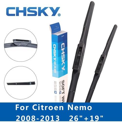 CHSKY Car Windshield Wiper Blade for Citroen Nemo 2008 2009 2010 2011 2012 2013 Fit Bayonet Arms 26"&19" Auto Windscreen Wipers