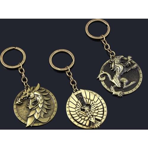 Game The Elder Scrolls Dragon Lion Eagle Badge Totem Symbol Logo Alloy Key Chains Keychain Keyring Key Chain Keyfob Accessories