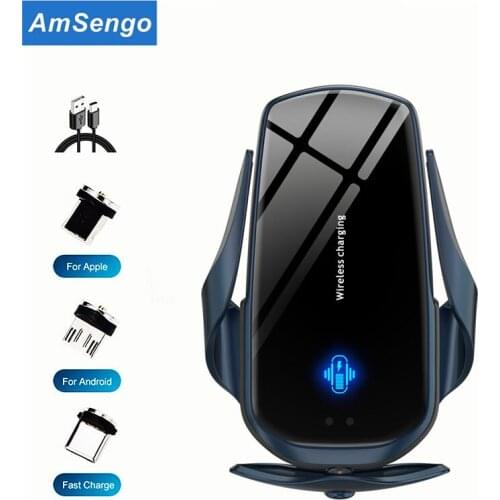 Fast 15W Automatic Car Wireless Chargers For iPhone 12 11 Pro X 8 Samsung S20 Magnetic Infrared Sensor Car Phone Holder Mount