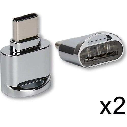 Cablecc 2pcs USB 2.0 Type C USB-C to Micro SD SDXC TF Card Reader Adapter for Laptop & Cell Phone