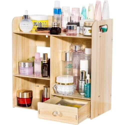 Wooden Desktop Drawer Cosmetic Storage Box Multi-layer Shelf Finishing Cabinet Dressing Table Desk Office Storage Organizer