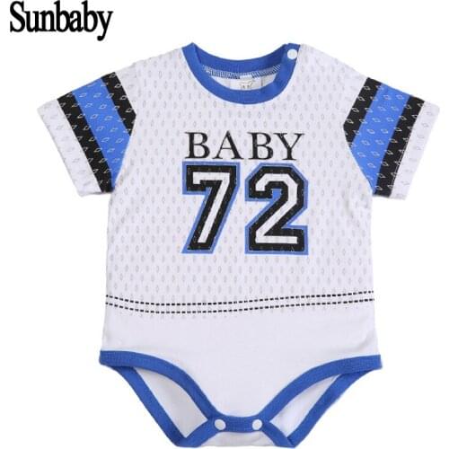 Sunbaby Newborn Infant baby boy clothes Sports letter style fashion cotton Short sleeve baby romper 0-12 Months Y902