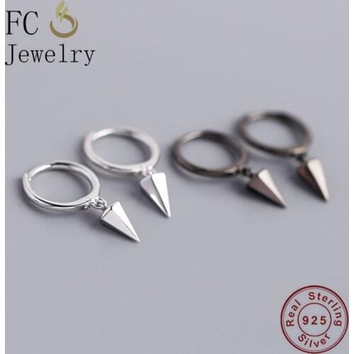 FC Jewelry 925 Sterling Silver Mini Punk Style Black Rivet Drop Earring For Teenagers Ear Accessories Pendientes 2020 Fashion