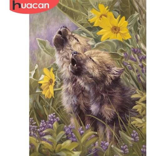 HUACAN Diamond Painting Wolf Baby Full Square Round Cross Stitch New Arrival Diamond Embroidery Animal Handicraft Decor For Home