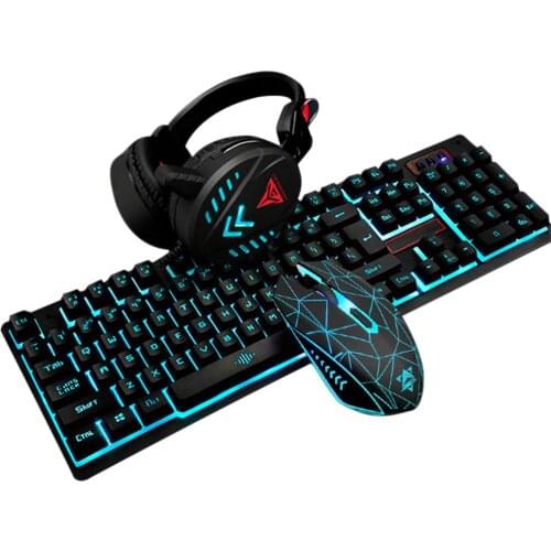 Gaming Keyboard Mouse Headsets Mouse Pad Set 1600DPI Waterproof Illuminated GDeals