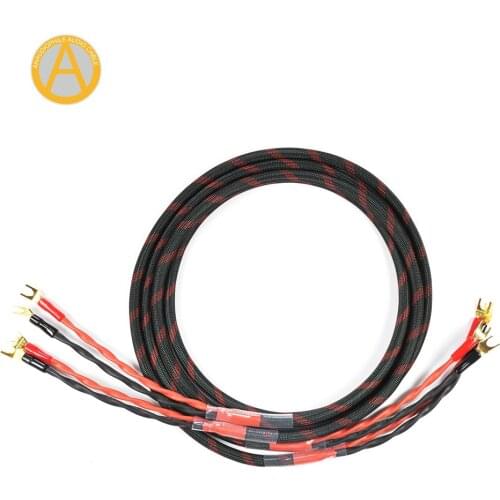 ANAUDIOPHILE SPC01 Hi-Fi Speaker Cable 4N OFC Cable Gold Plated Y Spade 4 Conductors For Loudspaker Amplifier