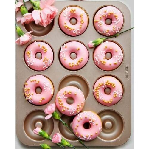 Donuts Round Baking Pan Gold 12 cups non - stick cookies baking mold baking tools kitchen baking tools
