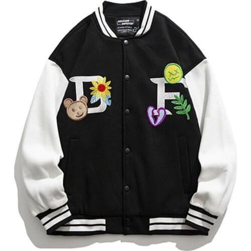 Brand Winter Thick Street Retro Patchwork Embroidery Baseball Uniform Bomber Jackets Men Women Trendy Hip-Hop Unisex Jacket Male