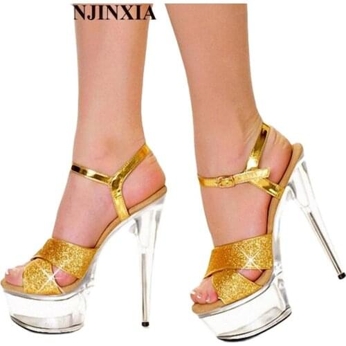 LAIJIANJINXIA New Sexy 15 CM High-Heeled Sandals Nightclub Shoes Pole Dancing Shoes Model High Heels Fashion Womens Shoes