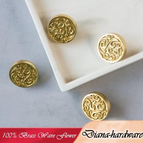 Brass Furniture Wave Handles Copper Cabinet Knobs Wardrobe Dresser Drawer Knobs Kitchen Cupboard Chinese Style Door Handle Pulls