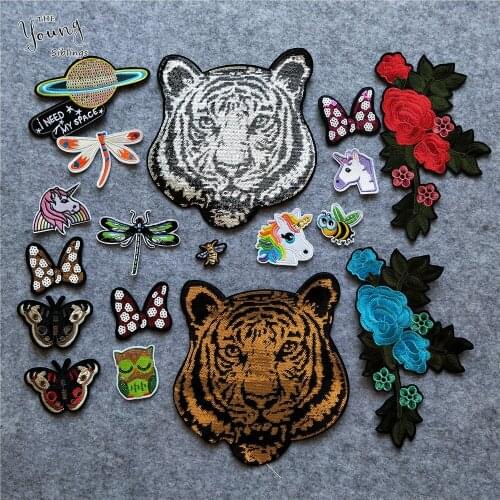 Hot sale Embroidered Mixture Iron for Patches Cute bee dragonfly Badges Flower Stickers DIY Kids Cartoon For Clothing Accessory