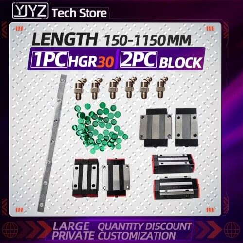 Linear guide 1PC HGR30 + 1PC HGH30HA / HGW30HA / HGW30CA / HGW30CC / steel protection HGH30CA / HGW30CC L-150-1150MM
