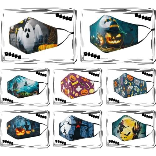 Halloween Cosplay Mask For Face Fashion Outdoor Washable Reuse Face Mask Adults Horror Print Facial Mask Mascarilla Reutilizable