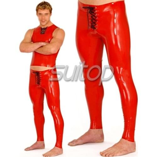 Fashion red latex fetish leggings with zipped