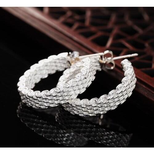 Fashion Mesh Stud Earrings Fantastic Silver Plated Earrings Women Wedding Party Jewelry for Women Girls Ladies Gift