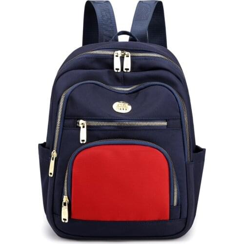 Fashion Women Backpacks Hit Color Patchwork Backpack for Girls School Bag Nylon Travel Bagpack Ladies Rucksack Sac A Dos