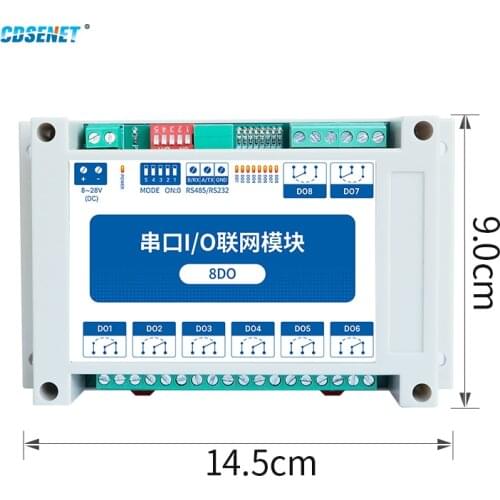 ModBus 8DO 8 Digital Outputs RTU Serial IO Module RS232 Interface Rail Installation 8~28VDC CDSENET MA02-XXCX0080 Rail Tool Box