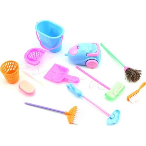 9Pcs/Set Home Furniture Furnishing Cleaning Cleaner Kit For Barbie Doll House Whosale&Dropship
