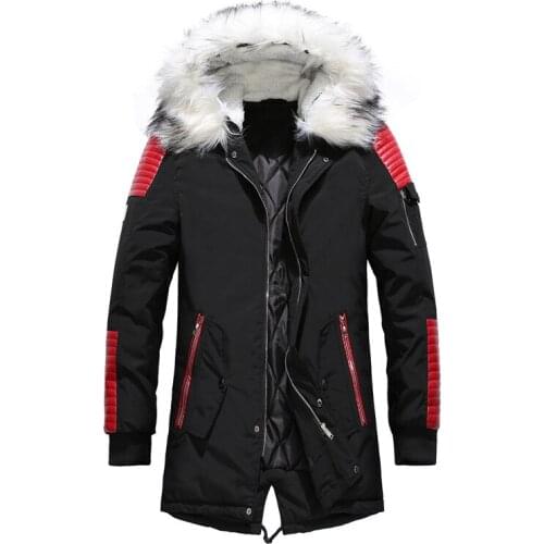 New Mens Winter Long Parkas Thick Hooded Fur Collar Coats Casual Cotton Jackets Male Warm Outerwear Jackets