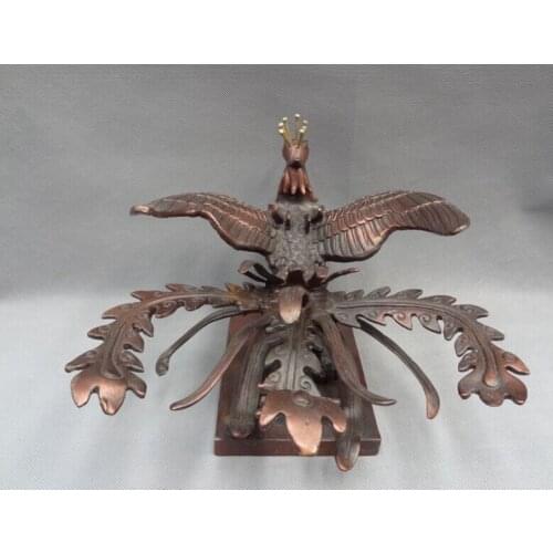 Song voge gem S2520 12" Chinese Pure Bronze FengShui Bird Peacock Myth Fly Phoenix Statue Sculpture
