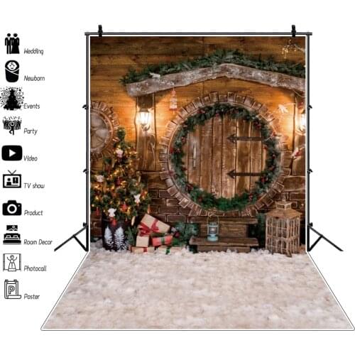 Yeele Christmas Backdrop Gifts White Carpet Wooden Door Background Newborn Baby Party Photography For Photo Studio Photophone