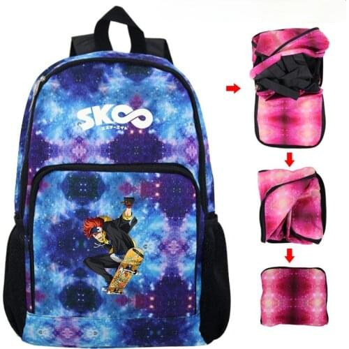 Anime SK8 the Infinity Kyan, Reki Cartoon Backpack Student School Bag Shrinkable and convenient folding leisure travel bag