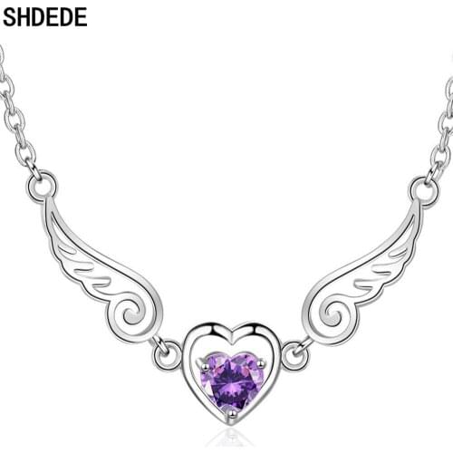 SHDEDE 925 Silver Love Heart Pendant Necklaces Women Wedding Party Jewelry Gifts Embellished With Crystals From Swarovski -X367