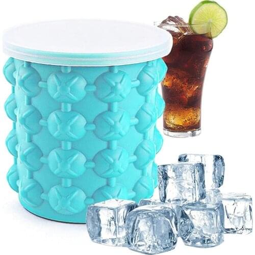 600/1000Ml Silicone Ice Bucket Mold With Lid Portable Ice Cube Maker Champagn Whisky Wine Ice Cooler Beer Bucket Kitchen Barware