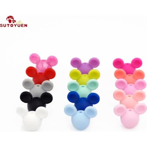 30pcs SUTOYUEN Silicone Mickey Beads DIY For Necklace Baby Teething Beads BPA Free Safe Food Grade Nursing Chewing Silicone Bead