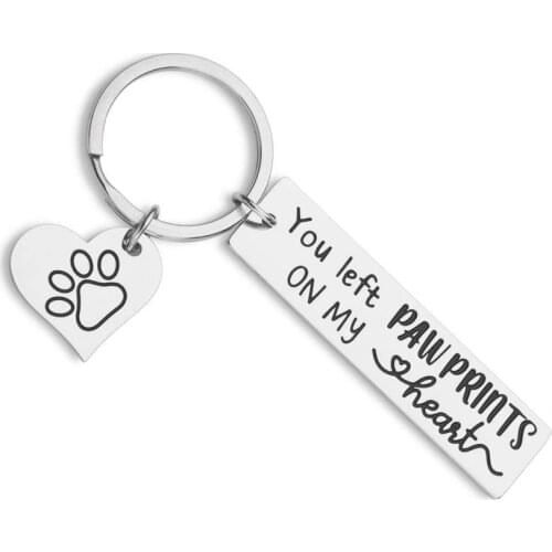 Cute Key Chain Memorial Gift Jewelry Loss of Pet Made Memorial Pet Dog Cat DIY Crafts You Left Paw Prints on My Hearts