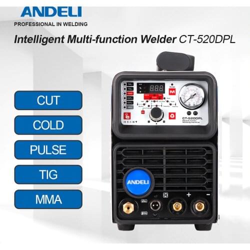ANDELI TIG Welding Machine CT-520DPL CUT/COLD/TIG/MMA/Pulse 5 in 1 220V TIG Welder Built-in Oil-water Separator Gas Regulator