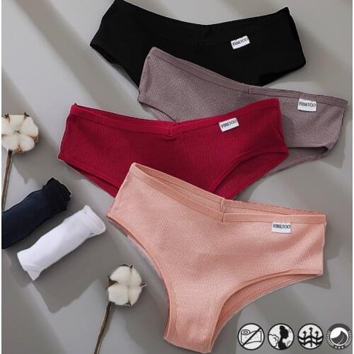 FINETOO M-XXXL Cotton Panties Womens Underwear Female Underpants Lingerie for Ladies Sexy Thong Brazilian Briefs Big Plus Size
