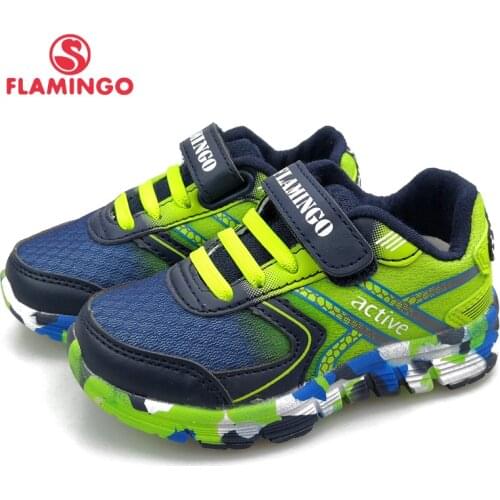FLAMINGO Spring Sport Running Children Shoes Hook&Loop Outdoor Navy Sneaker for Kids Size 23-29 Free Shipping 91K-JSZ-1301