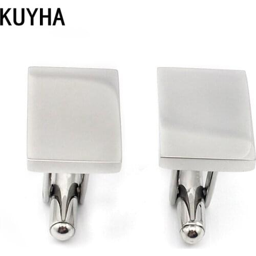 Cufflink Jewelry 316L Stainless Steel Fashion Mens Cufflinks Rectangle Shape Business Cuff Links Blank Cufflinks Sets for Men