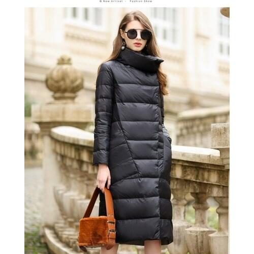 2021 New Arrival Women Winter Double Sided Wear Outerwear Coats Puffer Jacket Parka Long Casual Light Ultra Thin Warm Down Solid