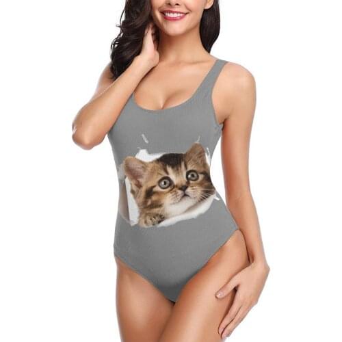 Women 2021 sexy Bikinis Ocelot Women Swimsuit One-Piece swimsuit Cartoon Cat Women bathing suit