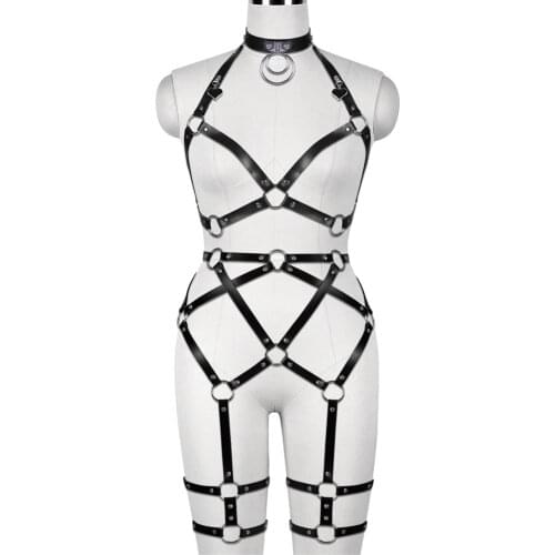 Harness For Women Charming Gothic Accessories Leather Erotic Lingerie Set Fashion Garter Sexy Hollow Bra Belt Full Body Fetish