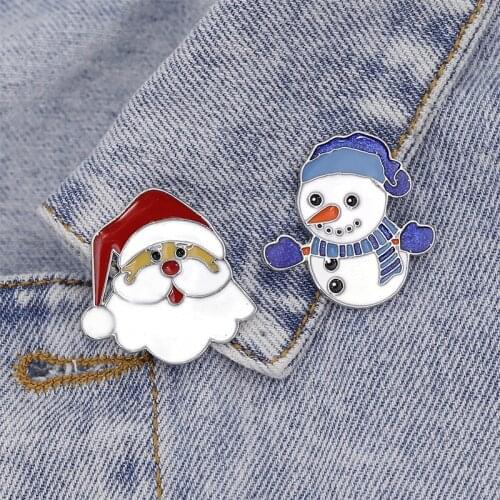 ZXMJ Santa Claus Snowman brooch Cartoon Caracter Christmas charm Jewelry gift Enamel Lapel Pins badge For women men
