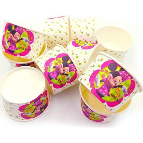 10pcs/set Minnie Mouse Ice Cream Bowl Ice-cream Cup Disposable Tableware Birthday Party Supplies Festival Event Party Faver Girl