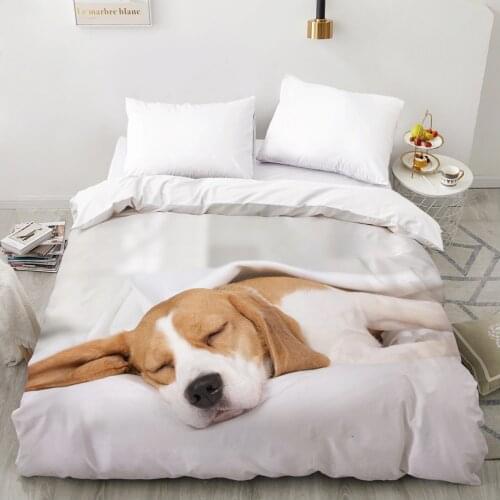 3D Duvet cover Quilt/Blanket/Comfortable Case Luxury Bedding 135 140x200 150x200 220x240 200x220 for Home animal dog white