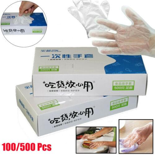 500Pcs/Bag Transparent Disposable Gloves Dishwashing Kitchen Restaurant Garden For Children Kids Plastic BBQ Food Painting Glove