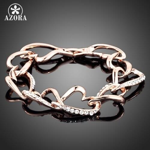 AZORA Gold Color Gorgeous Austrian Crystal Nine Heart End to End Bracelet TS0004