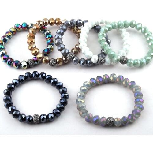 Free Shipping Energy Bracelets Made Beautiful Mix Color Glass Bracelet 10mm 10pc different color/lot