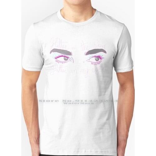 Glitter-Pink T Shirt 100% Pure Cotton Levitating Glitter Eyes Future Nostalgia Missy Elliott Sparkles