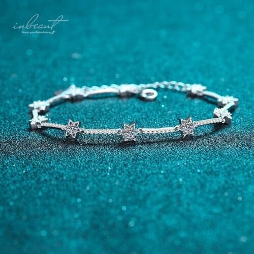Inbeaut 925 Silver Pass Diamond Test Past 1 ct Excellent Cut D Color Moissanite Star Beads Bracelet Classic Wedding Jewelry Gift